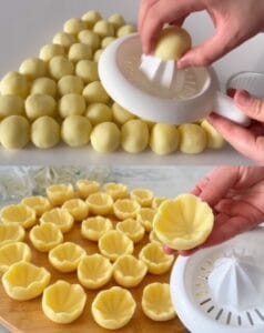 Впечатлете гостите си с лесни картофени кошнички от само две съставки – картофи и нишесте. Идеално за бърза, вкусна и ефектна закуска.